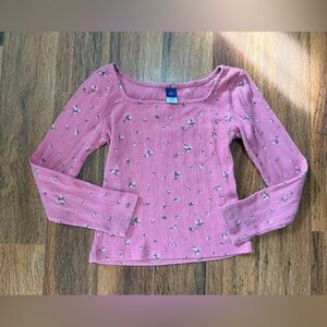Old Navy Pink Long Sleeve Tee with Pattern
